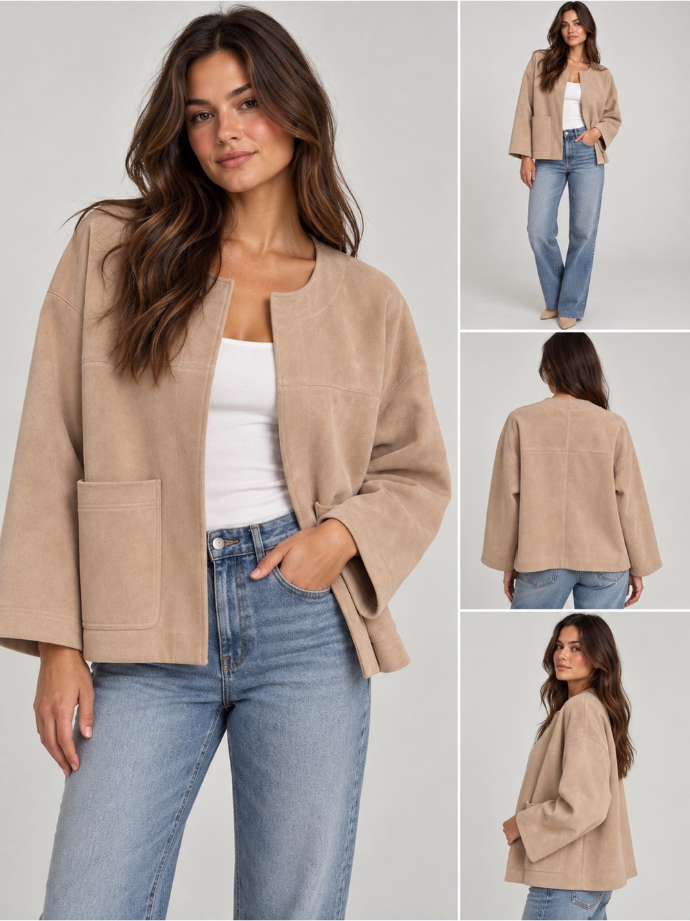 B New York Size XL Faux Suede Open Jacket